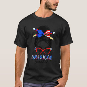 Camiseta El Encantado Profesor Americano Messy Bun 4 De Jul