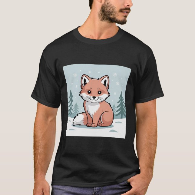Camiseta El encantador bebé Fox en el bosque de invierno -  (Anverso)