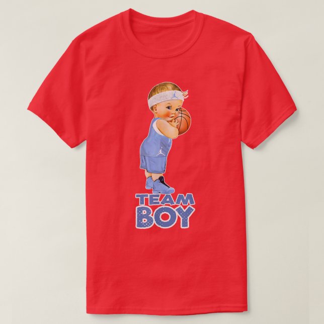 Camiseta El equipo de baloncesto de los niños revela el gén (Diseño del anverso)