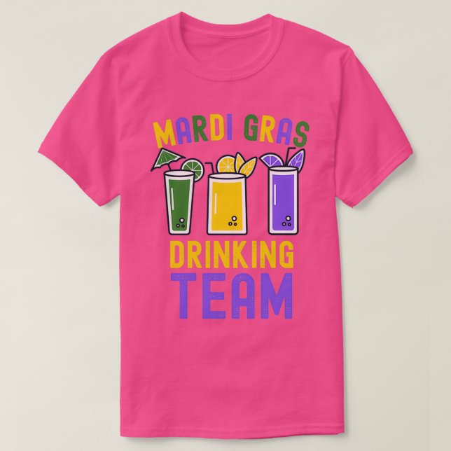 Camiseta El equipo de bebidas del Fiesta Mardi Gras Carnava (Diseño del anverso)