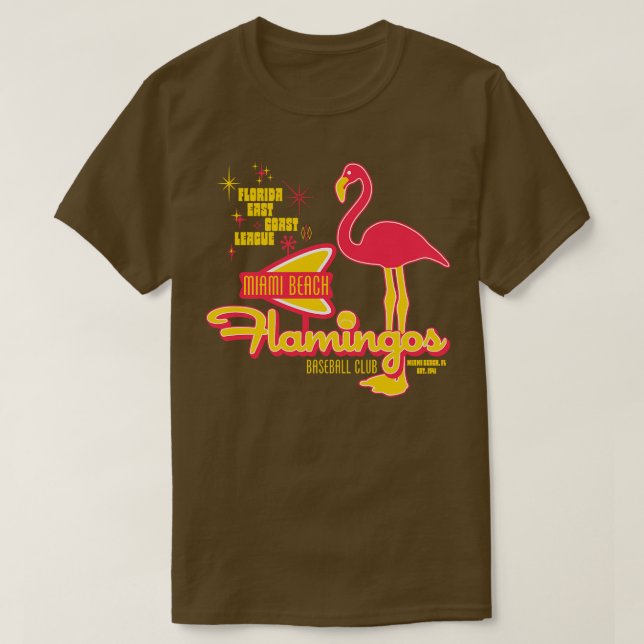 Camiseta El equipo de béisbol Flamingos de Miami Beach 1 (Diseño del anverso)