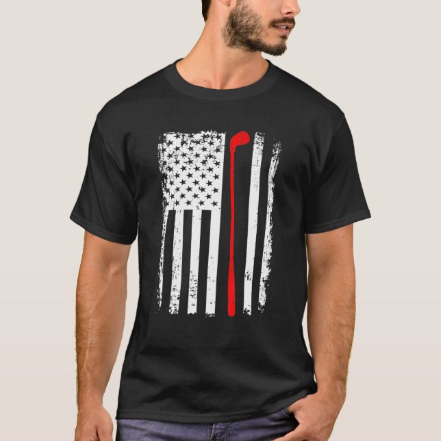 Camiseta El equipo de golf de Bandera Americana Retro (Anverso)