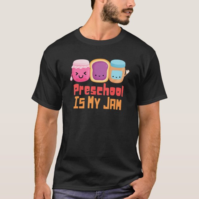 Camiseta El equipo de preescolar es mi Jam Rainbow Pre K Te (Anverso)