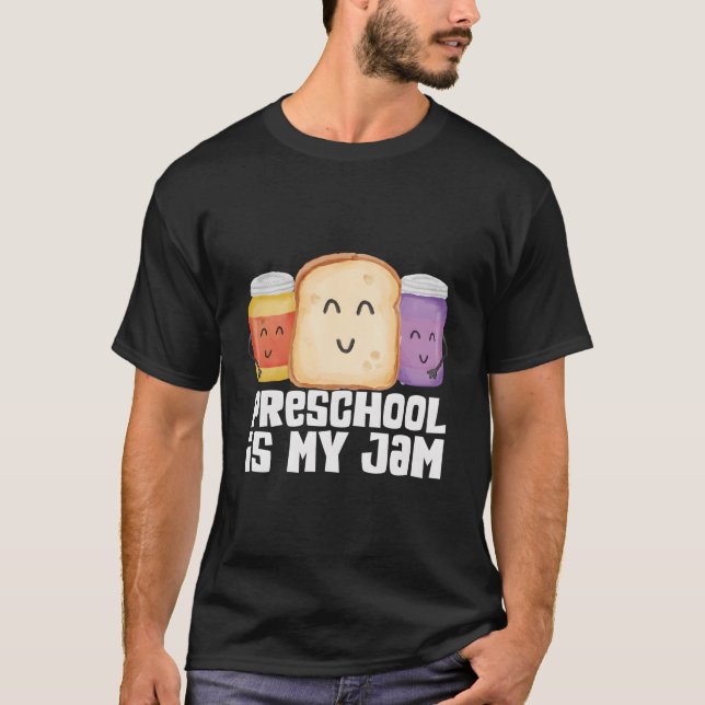 Camiseta El equipo de preescolar es mi Jam Rainbow Pre-K Te (Anverso)