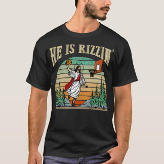 Camiseta Él es cristiano retro en baloncesto de Rizzin