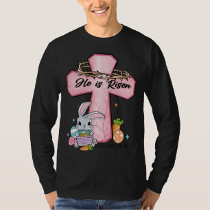 Camiseta Él es el conejo resucitado cruz vintage feliz día