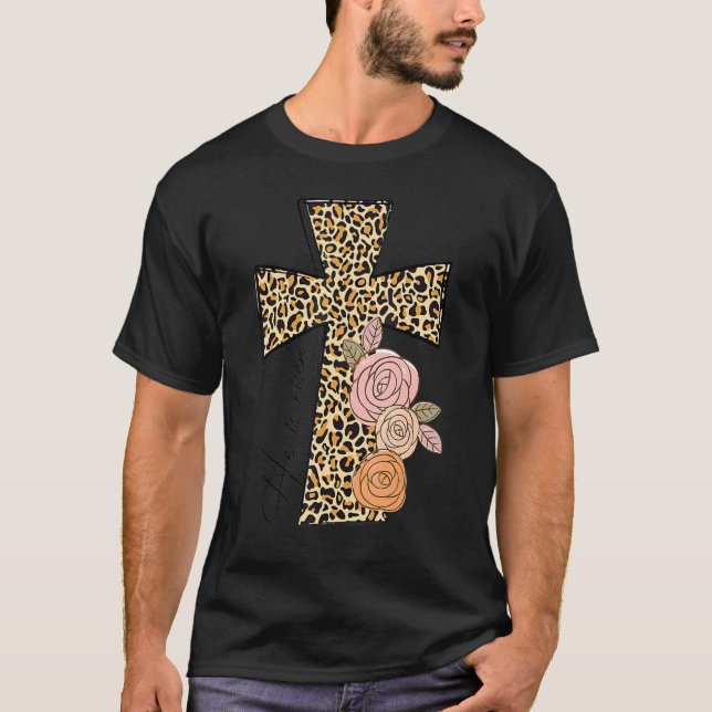 Camiseta Él es el leopardo del arcoiris de Risen, cristiano (Anverso)