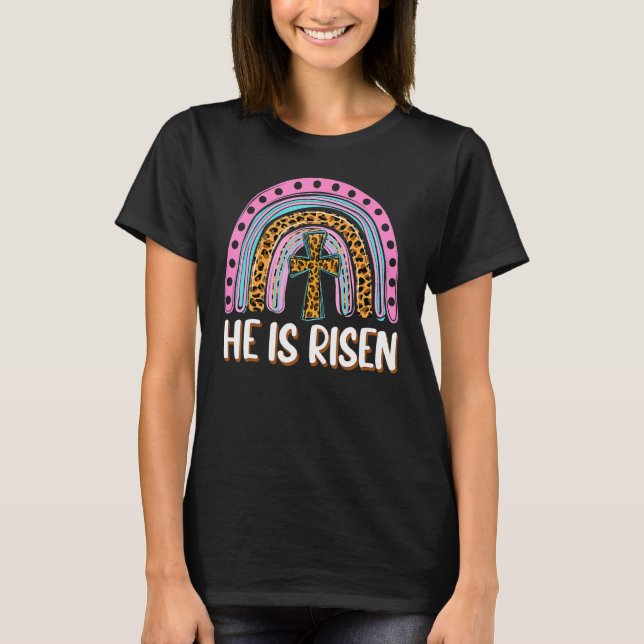 Camiseta Él es el leopardo del arcoiris de Risen, cristiano (Anverso)