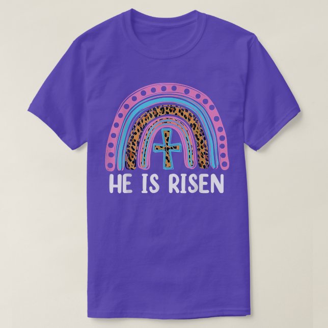 Camiseta Él es el leopardo del arcoiris de Risen, cristiano (Diseño del anverso)