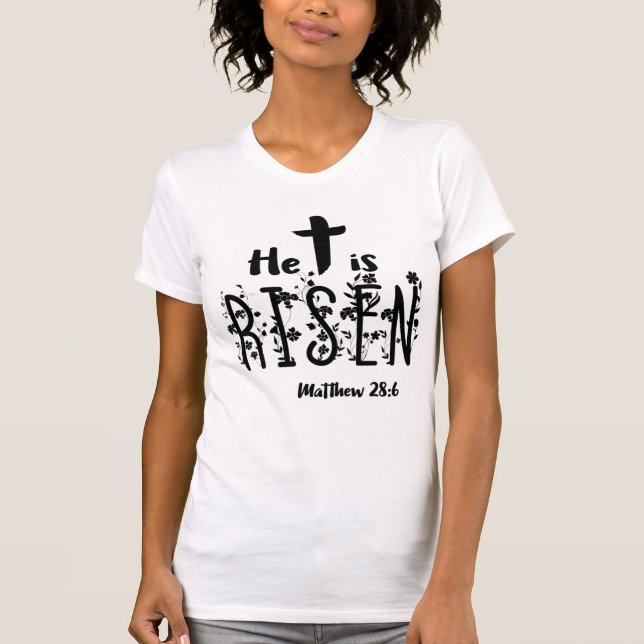 Camiseta Él es escritura subida de Pascua (Anverso)