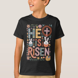 Camiseta Él es Jesús Resucitado Floral Cute Conejo de Pascu