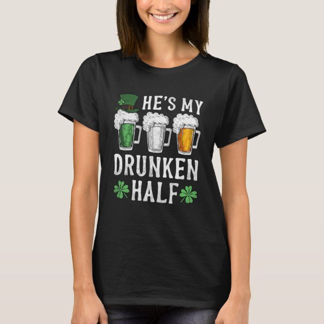 Camiseta Él es mi borracho mitad irlandés de cerveza hombre (Anverso)
