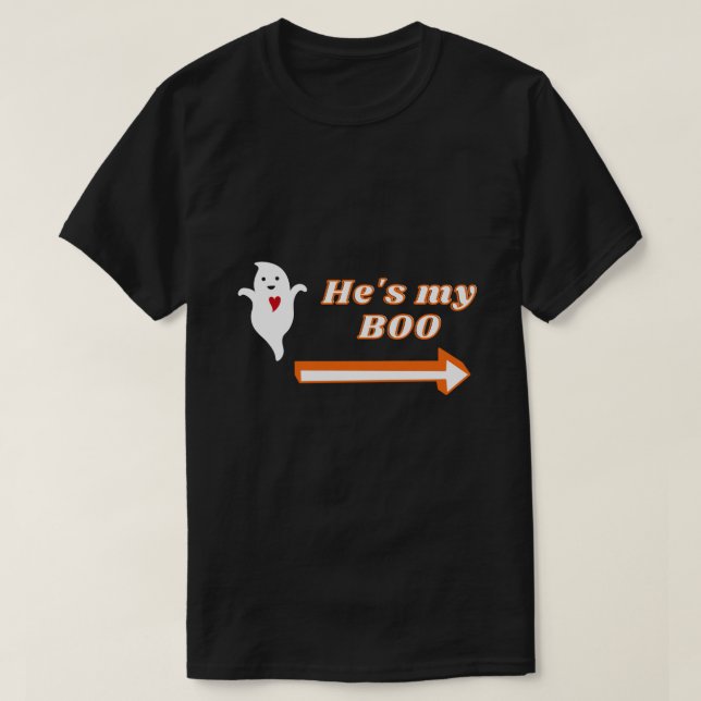 Camiseta Él es mi pareja de Halloween de Boo (Diseño del anverso)