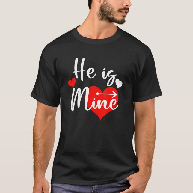 Camiseta Él es Mío Hombre Ella es Mía Pareja a Juego Valent (Anverso)