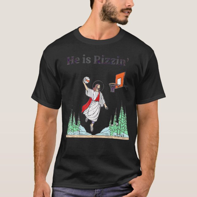 Camiseta Él Es Rizzen Jesus Basketball (Anverso)
