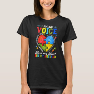 Camiseta Él Es Su Voz Él Es Mi Corazón Para El Autismo De M