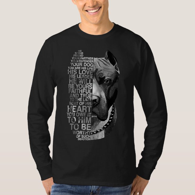 Camiseta Él Es Tu Amigo Tu Pareja Tu Perro Pitbull (Anverso)