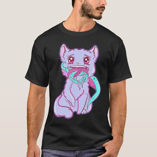 Camiseta El escalofriante Gótico del terror del gato Kawaii (Anverso)