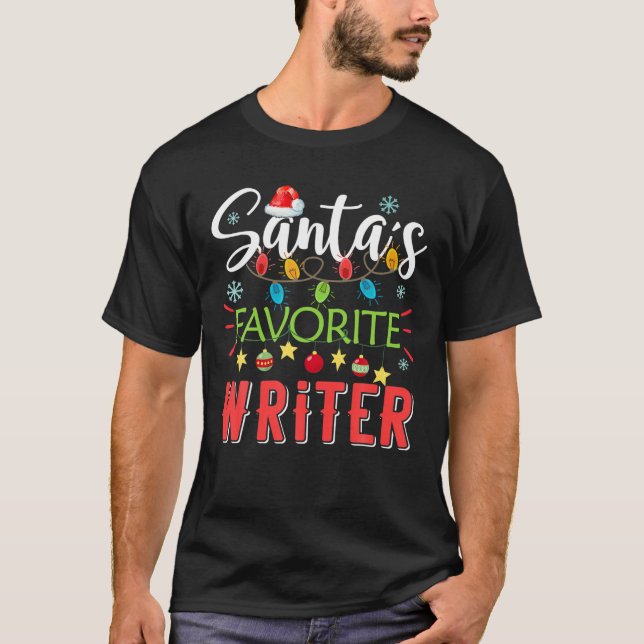 Camiseta El escritor favorito de Santa Claus Navidad encien (Anverso)