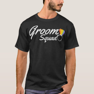 Camiseta El escuadrón de novio LGBTQ boda arcoíris anillo o