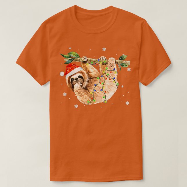 Camiseta El eslovaco árbol de Navidad ilumina Santa Hat 1 (Diseño del anverso)