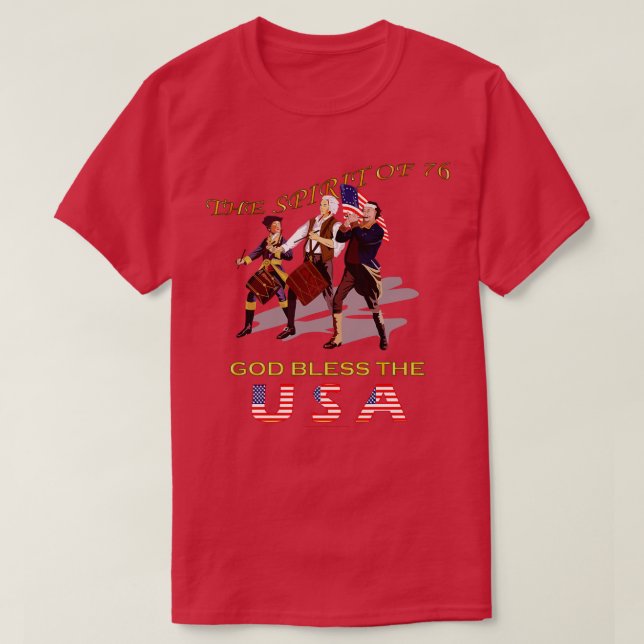 Camiseta El espíritu estadounidense de 76 Dios bendiga a Es (Diseño del anverso)