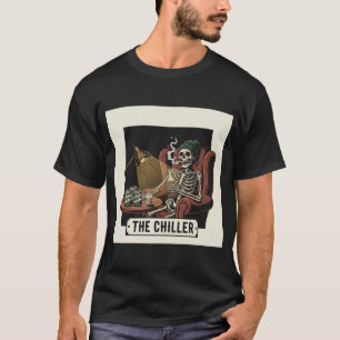 Camiseta El esqueleto relajante con cerveza y cigarrillos