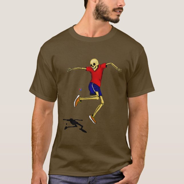 Camiseta el esqueleto se divierte el hackysack (Anverso)