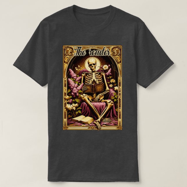 Camiseta El esqueleto tarot del lector (Diseño del anverso)