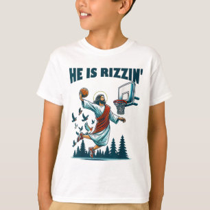 Camiseta Él está rizzin día de Pascua jugando Bysketbyll 2