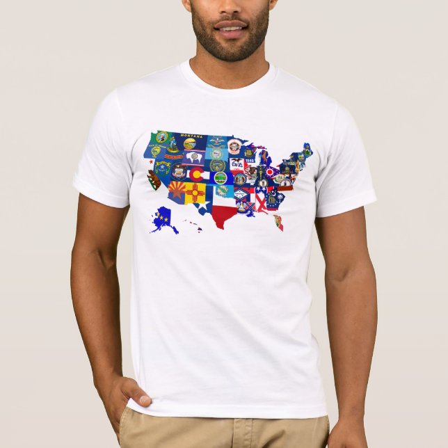 Camiseta El estado americano del mapa señala el mosaico por (Anverso)