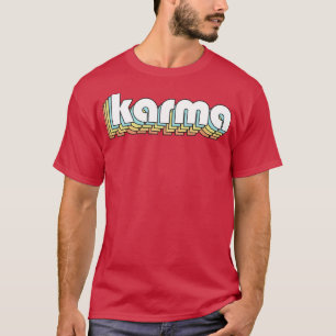 Camiseta El estilo de la tipografía arcoiris retro de Karma