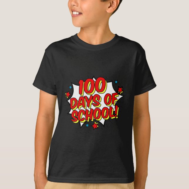 Camiseta El estilo de superhéroes feliz 100 días de colegio (Anverso)