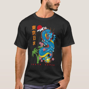 Camiseta El estilo del dragon asiático japonés Tokyo Retro
