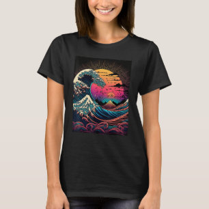 Camiseta El estilo japonés Ukiyo y retrowave Great Woff Ka