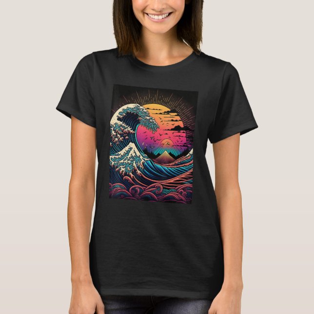 Camiseta El estilo japonés Ukiyo y retrowave Great Woff Ka (Anverso)