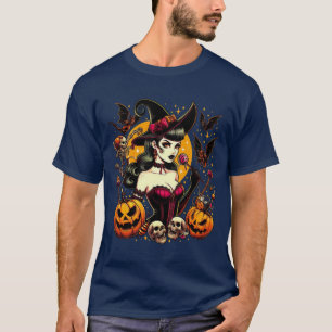 Camiseta El estilo vintage de bruja inmaduro espeluznante