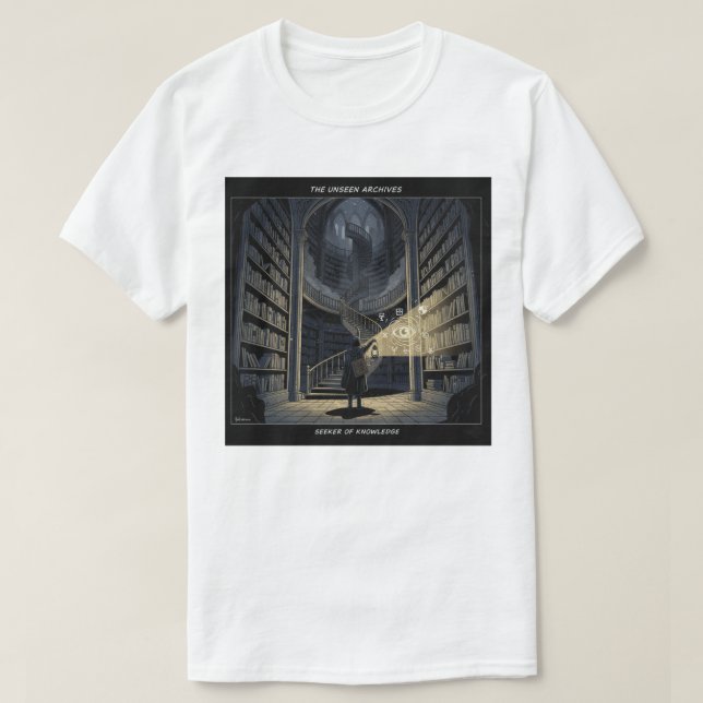 Camiseta El explorador y la biblioteca prohibida (Diseño del anverso)