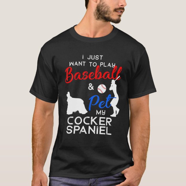 Camiseta El extraño dueño de un perro de béisbol Cocker Spa (Anverso)