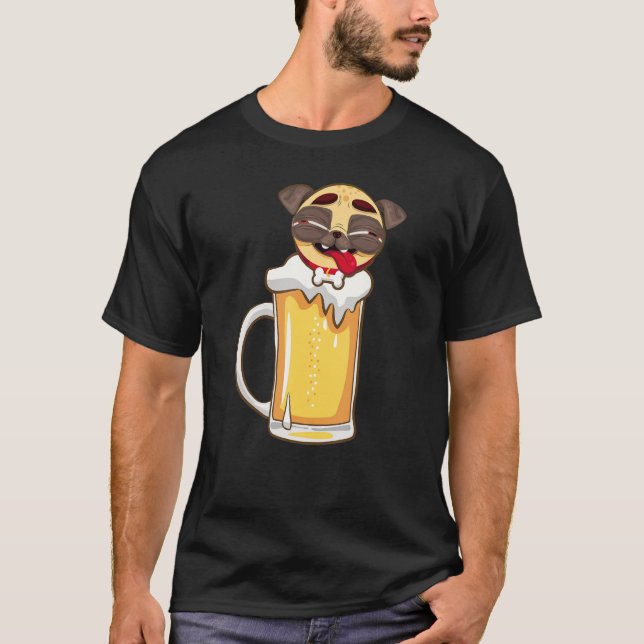 Camiseta El extraño dueño de un perro de cerveza Pug Beer P (Anverso)