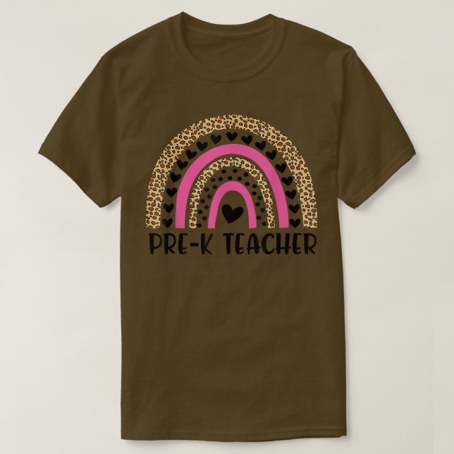 Camiseta El extraño leopardo arcoiris del profesor de pre K (Diseño del anverso)