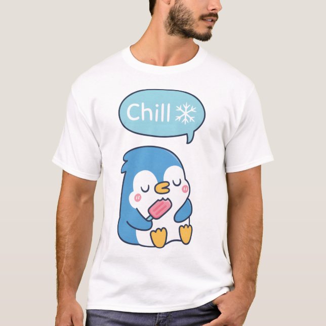 Camiseta El extraño pingüino cute dice Chill Snowflake (Anverso)