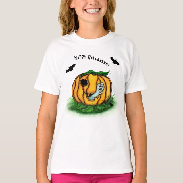 Camiseta El fantasma de Halloween , Bat , Ghost y Spider (Anverso)