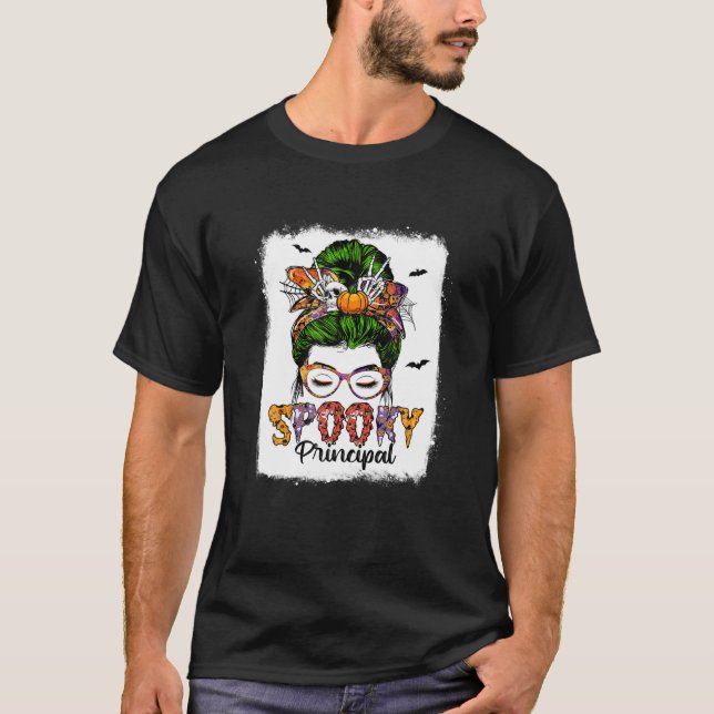Camiseta El fantasma principal Leopard Messy Bun Skull Witc (Anverso)