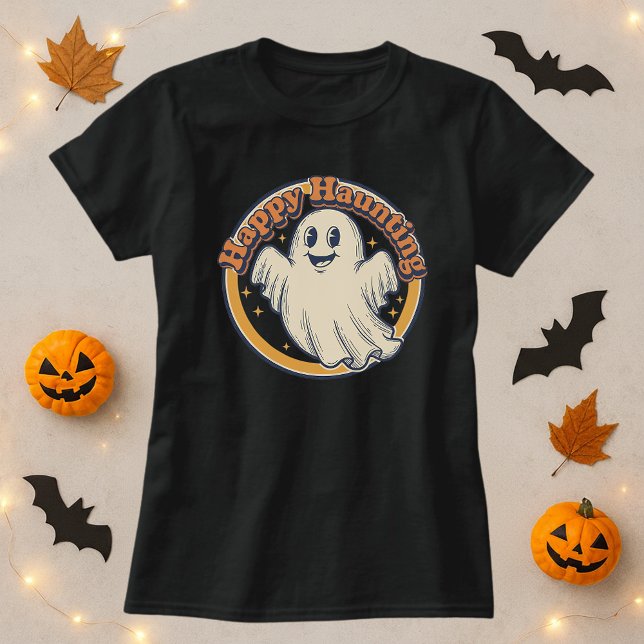 Camiseta El fantasma retro de Halloween lindo feliz Hauntin (Subido por el creador)