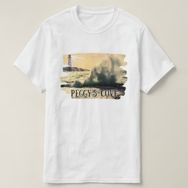 Camiseta El faro de Peggy's Cove respira sobre las olas (Diseño del anverso)