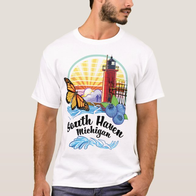Camiseta El Faro De South Haven Michigan Usa En El Sur (Anverso)