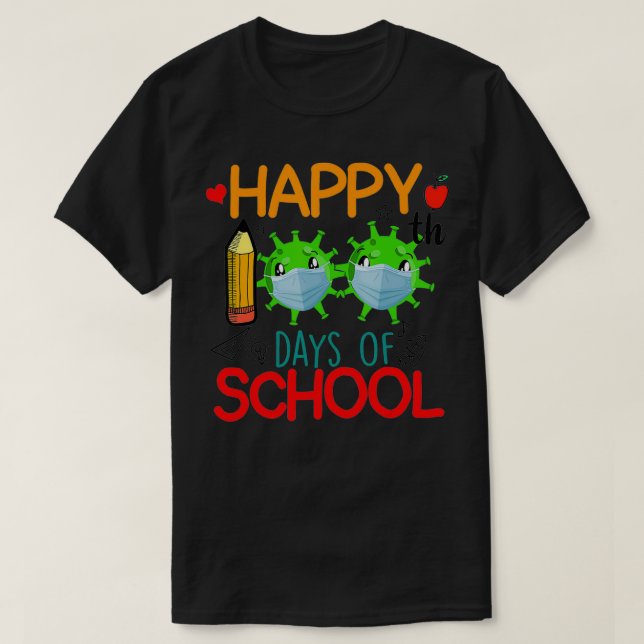 Camiseta El feliz 100° día del disfraz escolar virtual 2021 (Diseño del anverso)