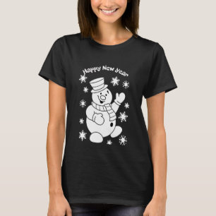 Camiseta El feliz año nuevo de Snowman