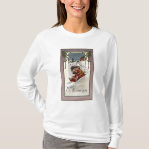 Camiseta El feliz Sledding de ChristmasCouple